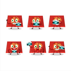 Photographer profession emoticon with pizza box cartoon character