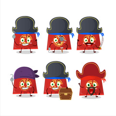 Cartoon character of pizza box with various pirates emoticons