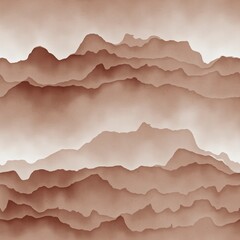 Seamless terracotta colored mountain landscape pattern for print. High quality illustration. Gorgeous textured nature scene for surface design print. Delicately textured, elegant, and trendy.