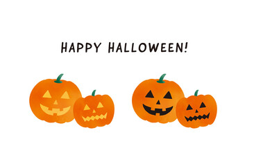 ハロウィンのかぼちゃのイラストレーションセット