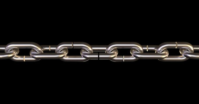 Chain Breaking in Motion. 3d Rendering. Alpha Channel is included.