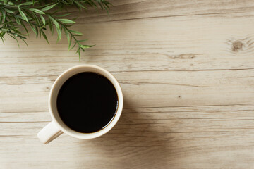 Coffee on the table. テーブルの上のコーヒー