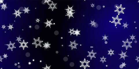 Falling Snowflakes seamless pattern flying snow