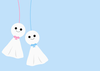 梅雨　てるてる坊主　天気　雨　フレーム　背景