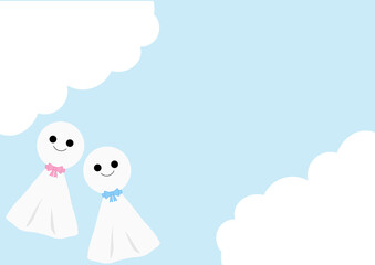 梅雨　てるてる坊主　天気　雨　フレーム　背景