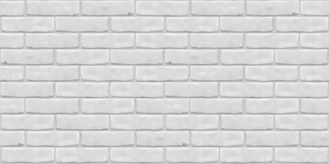 Texture white brick wall for exterior, interior, website, background, graphic design. illustration. Seamless pattern. Photorealistic close up.