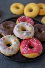 sweet home made donuts with frosting