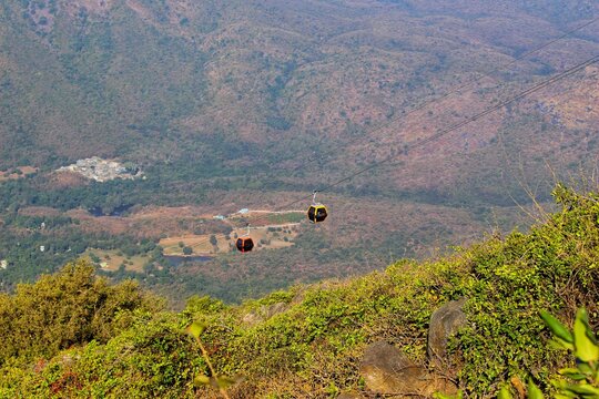 Cabin or trolly of girnar ropeway. This is longest ropeway of asia located in gujarat