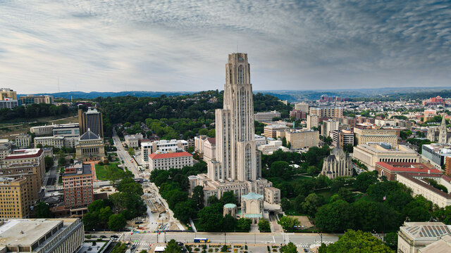 The Pittsburgh Cathedral Of Learning Building - Aerial