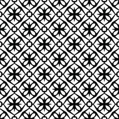  Geometric vector pattern with triangular elements. Seamless abstract ornament for wallpapers and backgrounds. Black and white colors. 