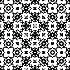  Geometric vector pattern with triangular elements. Seamless abstract ornament for wallpapers and backgrounds. Black and white colors. 