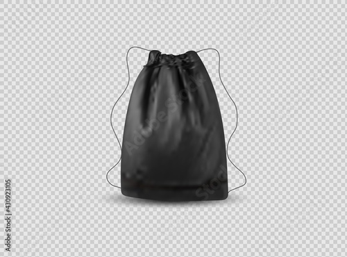 Download Black Backpack With Laces Sport Bag Mockup On White Background Wall Mural Kume111000