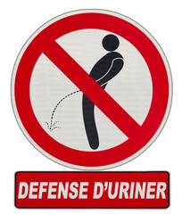 Panneau défense d’uriner 