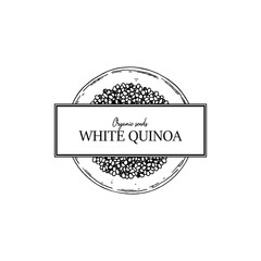 Quinoa packaging design with hand drawn element. Vector illustration in sketch style