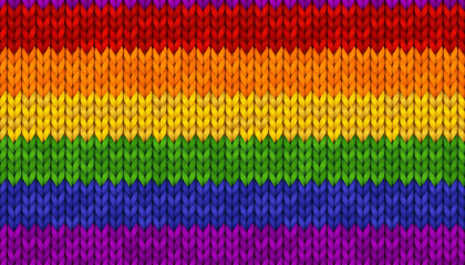 Rainbow realistic knit texture. Colorful seamless pattern for LGBT. Editable background for banner, site, card, wallpaper. illustration for pride.