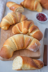 sweet home made croissants  on a breakfast table