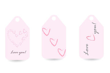 Cards "Love you" with hearts. Cards of Valentine's Day
