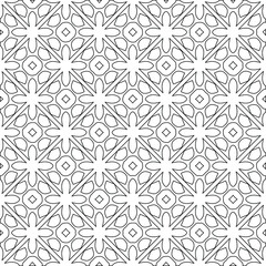 Geometric vector pattern with triangular elements. Seamless abstract ornament for wallpapers and backgrounds. Black and white colors. 