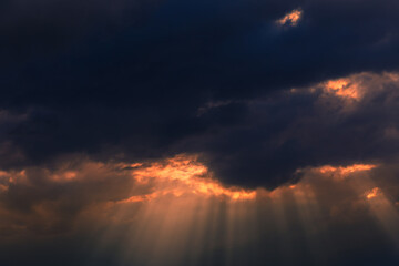 Fototapeta na wymiar Dramatic stormy sky at sunset.