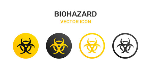 Biohazard icon vector on round sign
