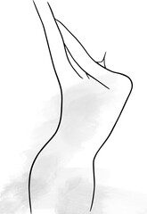 Abstract illustration. Poster. drawing of a woman's body in one line.