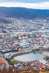 Bergen aerial view with Lille Lungegardsvannet