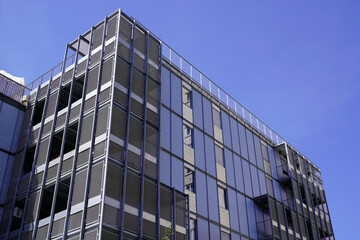 design facade of modern building in new district in blue sky