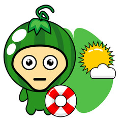 Summer watermelon mascot costume character cartoon vector illustration