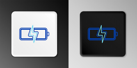 Line Battery icon isolated on grey background. Lightning bolt symbol. Colorful outline concept. Vector