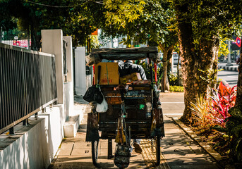 Pedicab driver who works hard to earn money