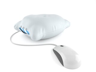 Pillow with computer mouse