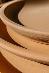 Abstract background and texture of terracotta plates.
