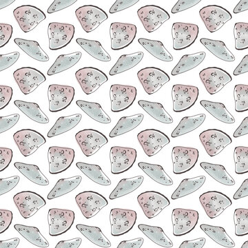Watercolor seashell sea oceanic square seamless pattern isolate on white background. Print for fabric, textile, postcard, banner, poster, stationery, wrapping paper, packaging, brand