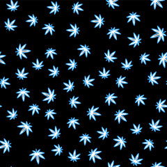 Line Medical marijuana or cannabis leaf icon isolated seamless pattern on black background. Hemp symbol. Vector