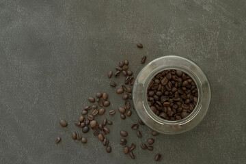 coffee beans in a scoop