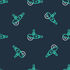 Line Angle grinder icon isolated seamless pattern on black background. Vector