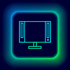 Glowing neon line Smart Tv icon isolated on black background. Television sign. Colorful outline concept. Vector