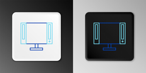 Line Smart Tv icon isolated on grey background. Television sign. Colorful outline concept. Vector