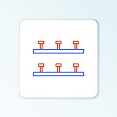 Line Automatic irrigation sprinklers icon isolated on white background. Watering equipment. Garden element. Spray gun icon. Colorful outline concept. Vector