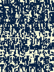 Abstract grunge vector background. Monochrome handcrafted geometric composition of irregular graphic elements.