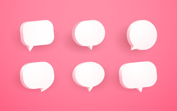 3d pink speech bubble collection set