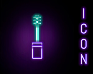 Glowing neon line Mascara brush icon isolated on black background. Colorful outline concept. Vector