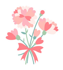 パステルカラーの贈り物リボン付きハートフラワーブーケ