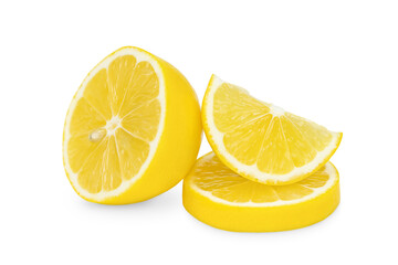Slices of lemon isolated on white background