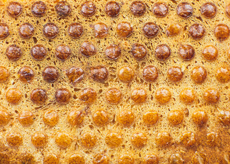 Сrust of bread texture background. Bakery concept. Close up, macro photo.