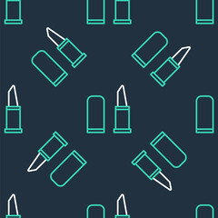 Line Lipstick icon isolated seamless pattern on black background. Vector