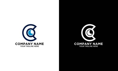 Abstract Initial Letter C Logo. Blue Circular eye Line Infinity Style isolated on black Background.