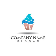 Cupcake Bakery Logo sweet dessert template icon Bakery design