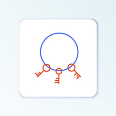 Line Old keys icon isolated on white background. Colorful outline concept. Vector