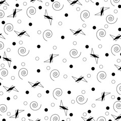 Geometric pattern with black and white. Memphis style. For fabric, page, web